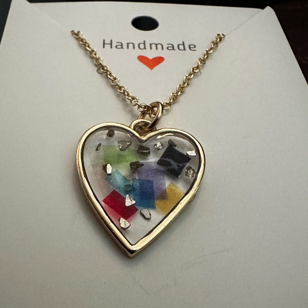 Taylor Swift The Eras Tour confetti necklace with gold glass flakes
